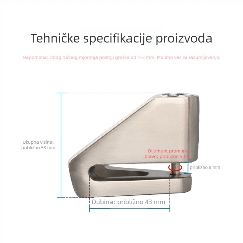 Chronicles disk-ključ za kočnice za motocikle, električna vozila i planinska bicikla, vodootporna anti-kradna blokada diska – dodatak (model: Other; široka primjena; obrada i prilagodba: Da; stil: Other)