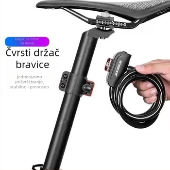 Hongyue 588 Brava za bicikl - metalni kabel s lozinkom, prijenosna protivkrađa za planinske i električne bicikle