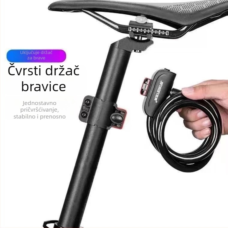 Hongyue 588 Brava za bicikl - metalni kabel s lozinkom, prijenosna protivkrađa za planinske i električne bicikle