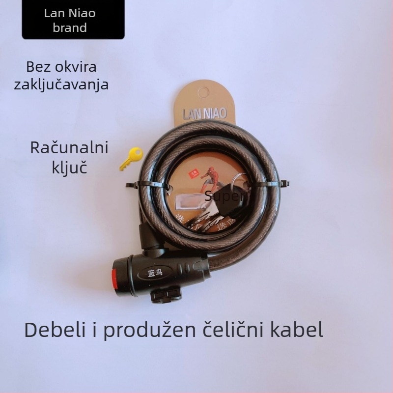Bluebird D188 Metalno kabelsko zaključavanje za bicikle, električne bicikle, MTB i motocikle — oko 275 g