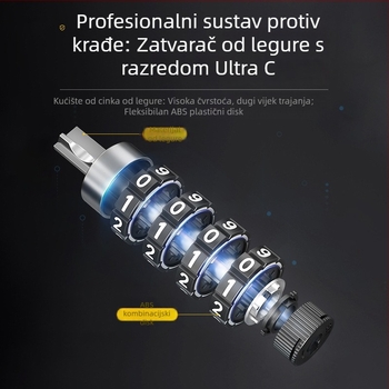 Pilod Kombinacijska Brava za Kacigu s Čeličnim Kablom — model Helmet Combination Lock, materijal Čelična Žica, težina 150 g, stil Moderni Minimalizam