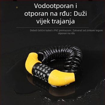 Pilod Kombinacijska Brava za Kacigu s Čeličnim Kablom — model Helmet Combination Lock, materijal Čelična Žica, težina 150 g, stil Moderni Minimalizam