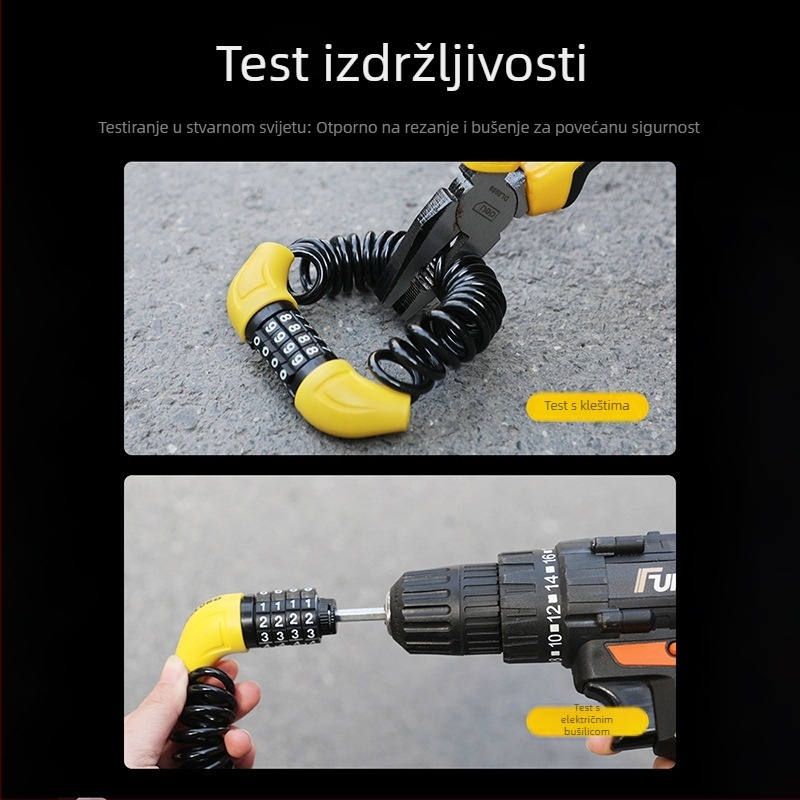 Pilod Kombinacijska Brava za Kacigu s Čeličnim Kablom — model Helmet Combination Lock, materijal Čelična Žica, težina 150 g, stil Moderni Minimalizam
