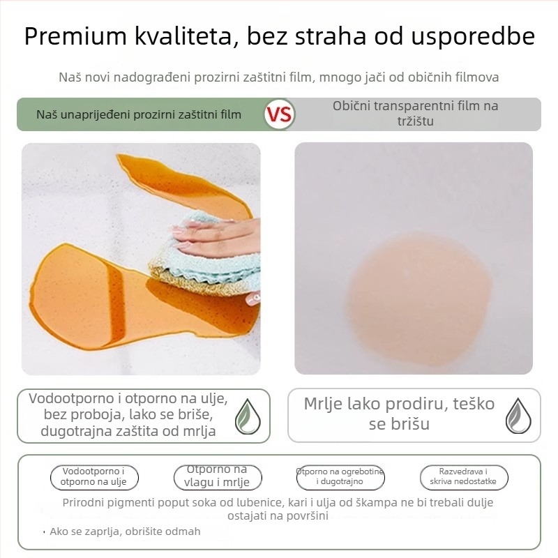 Zaštitna folija za kauč protiv ogrebotina mačaka — prozirni PVC, crtani stil