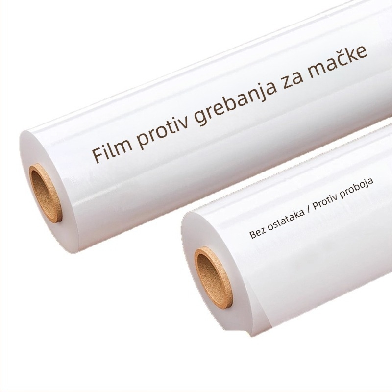 Zaštitna folija za kauč protiv ogrebotina mačaka — prozirni PVC, crtani stil