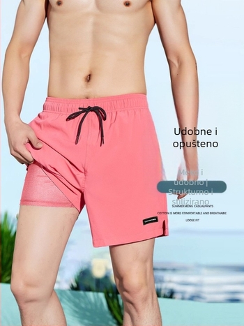 Muške brze sušeće šorceve za plažu s višedimenzionalnim dizajnom, poliester 92%, duljina hlača: petbodna, ravni kroj, srednja elastičnost