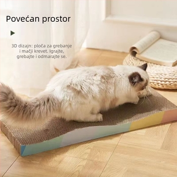 Mačja grebalna ploča i gnijezdo od valovitog papira – samostalna zabava, olakšanje dosade, sladak stil (Brand: Powerful Factory)