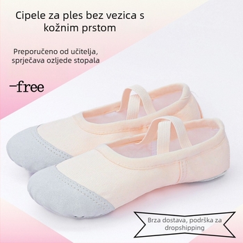 Plesne cipele za odrasle, platnene gornji dio, kožna potplata, prozračne, balet i moderni ples