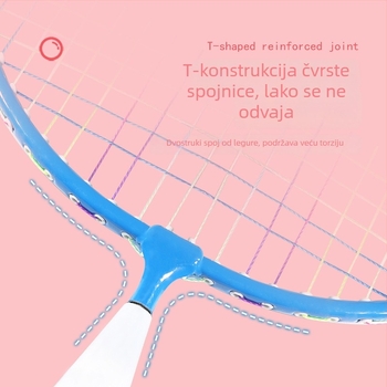 Dječja badminton reketa – trenutačna igračka za djecu od 3 do 12 godina; težina 95–100 g, okvir od legure željeza, najlon vlakna, debljina drške G1, direktan udarac