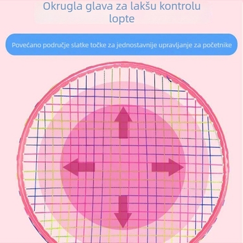 Dječja badminton reketa – trenutačna igračka za djecu od 3 do 12 godina; težina 95–100 g, okvir od legure željeza, najlon vlakna, debljina drške G1, direktan udarac