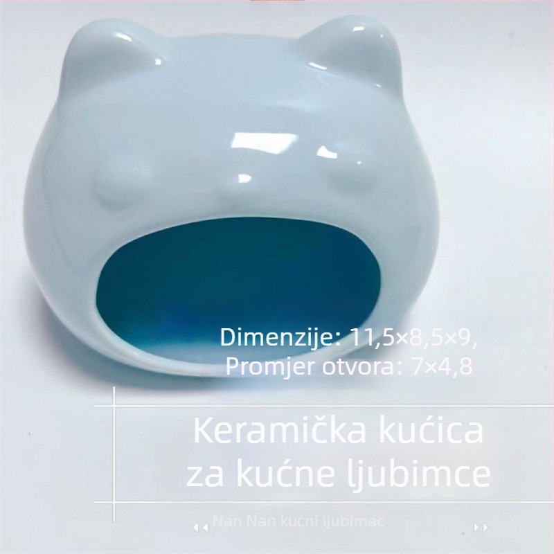 Keramičko gnijezdo za hamstera — ljetno hlađenje, okruglo skrovište za unutarnju zabavu