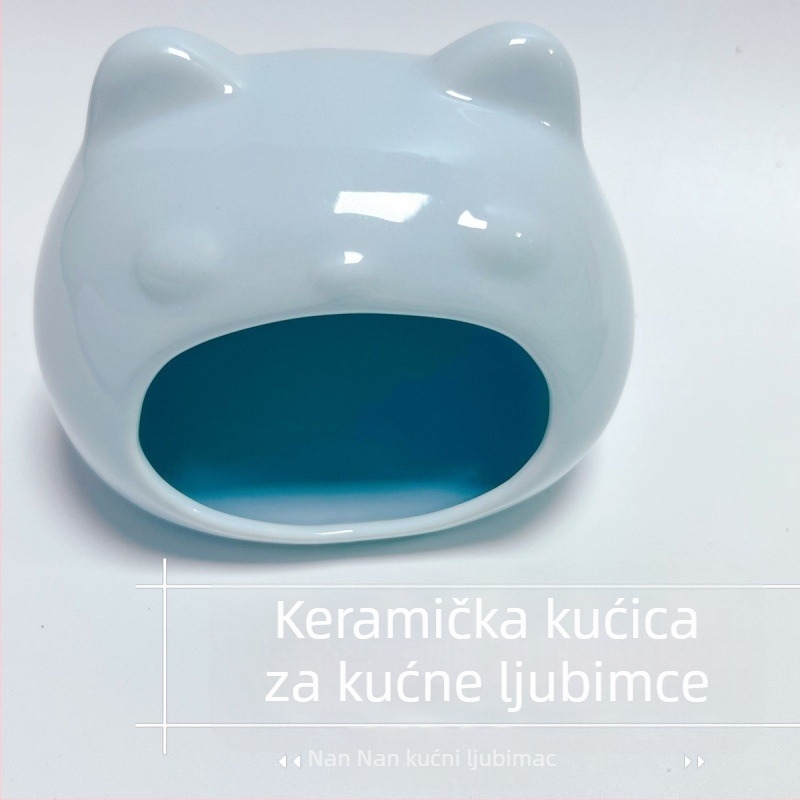 Keramičko gnijezdo za hamstera — ljetno hlađenje, okruglo skrovište za unutarnju zabavu