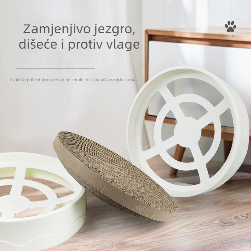 Mačja grebalica ploča s kružnim gnijezdom, zamjenjivim unutarnjim jezgrom, valoviti papir, pakiranje 5, stil Lovable Wind