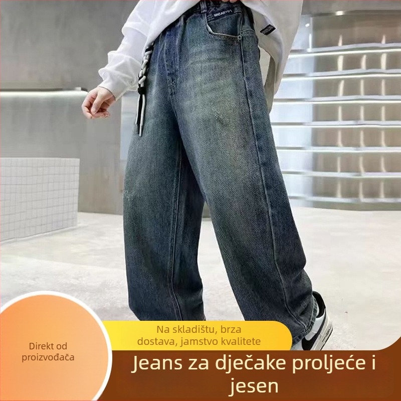 Dječje hlače za dječake – ležerni osnovni stil, pamuk, srednji pojas, za uzrast 3–8 godina
