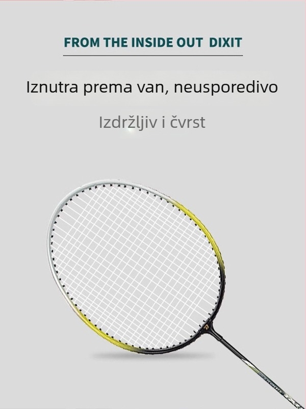 DHS badminton reketa set – okvir od aluminijske legure, težina 95–100 g, držač G4, direktan udarac, dvodijelni set