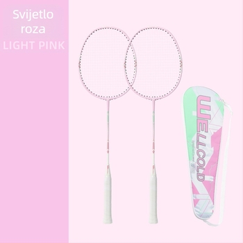 Set reketa za badminton – ultralak, aluminijsko-karbonska jednovidna konstrukcija, najlonske žice, dva reketa u setu, držač G3, umjerena tvrdoća osovine