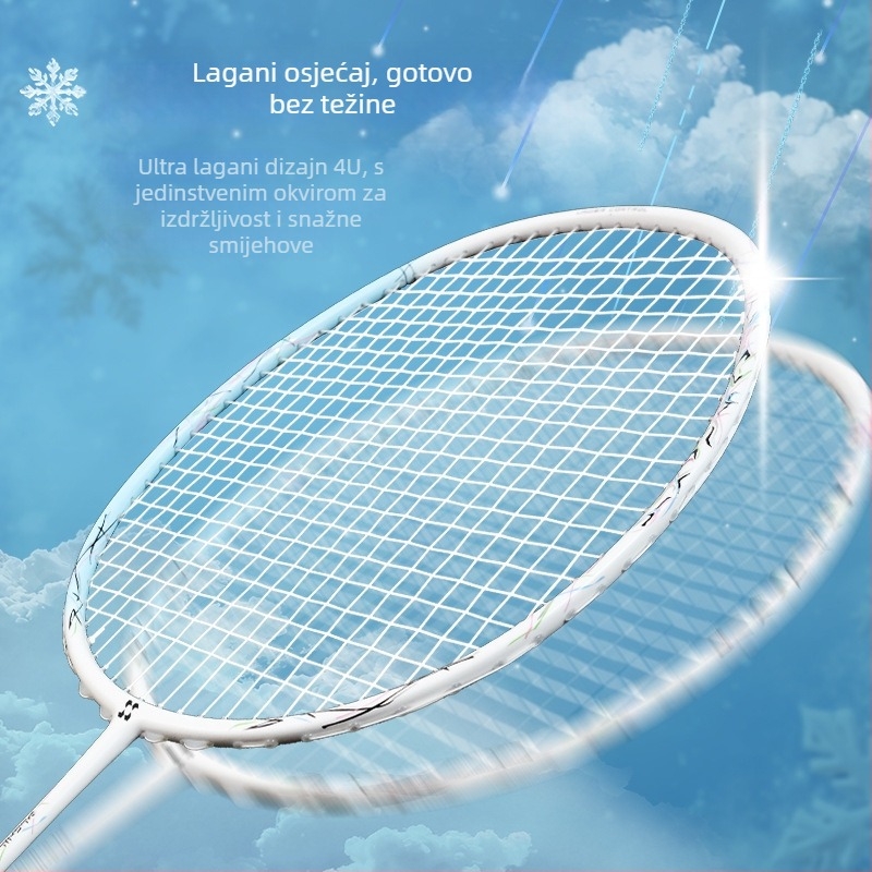 Saisilon badminton reketa, karbonski okvir, težina 80–84 g, drška G5