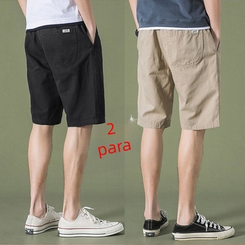 Muške pamučne kratke hlače, slobodan kroj, srednje dužine, ljetna svakodnevna moda, pojas s vezicom, 56% pamuka