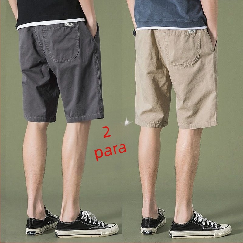 Muške pamučne kratke hlače, slobodan kroj, srednje dužine, ljetna svakodnevna moda, pojas s vezicom, 56% pamuka