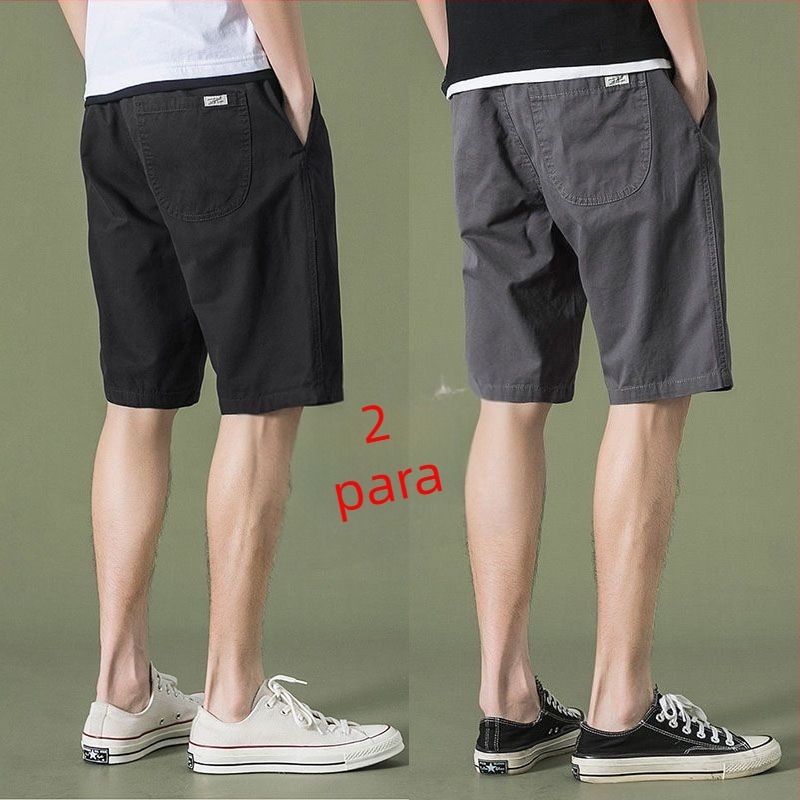 Muške pamučne kratke hlače, slobodan kroj, srednje dužine, ljetna svakodnevna moda, pojas s vezicom, 56% pamuka