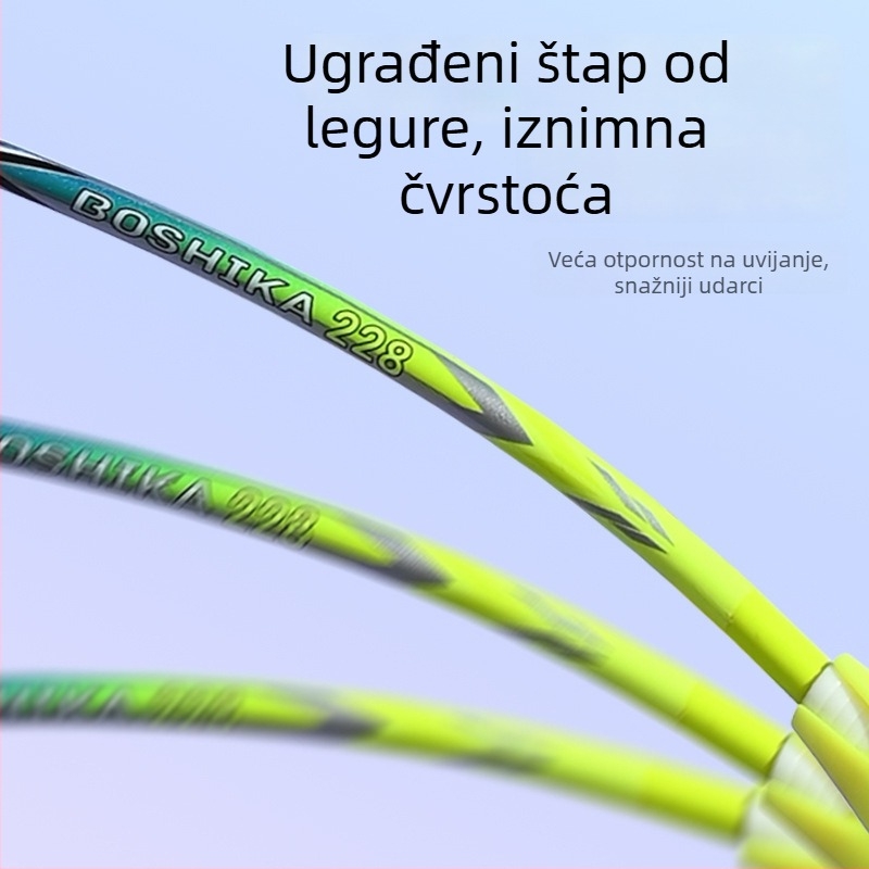 Boshi Card set reketa za badminton s okvirom od željezne legure i najlonskim strunama (2 reketa, 1 torba)