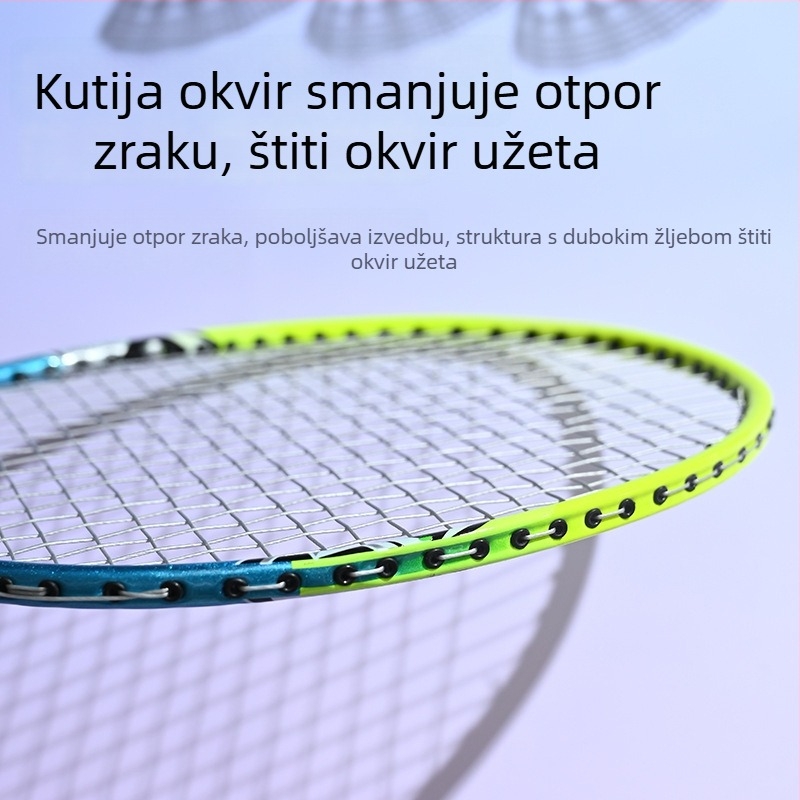 Boshi Card set reketa za badminton s okvirom od željezne legure i najlonskim strunama (2 reketa, 1 torba)
