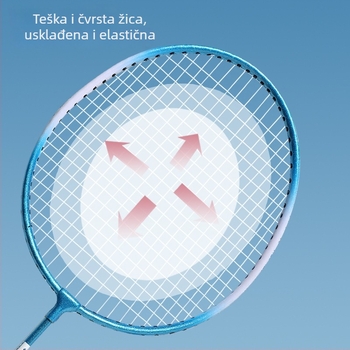 Badminton reketa Bush Card, okvir od ferroalijskog legura, najlon niti, za amatere i juniore, srednja tvrdoća drške.