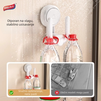 Držač papuča za kupaonicu s vakuumskim prianjanjem, bez bušenja, 1 etaža, nosivost 5 kg