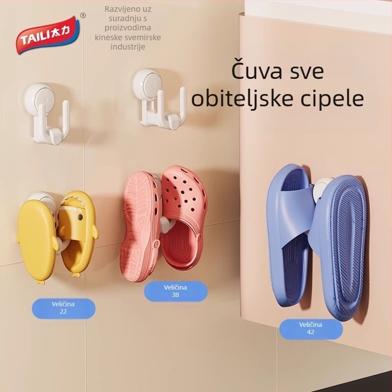 Držač papuča za kupaonicu s vakuumskim prianjanjem, bez bušenja, 1 etaža, nosivost 5 kg
