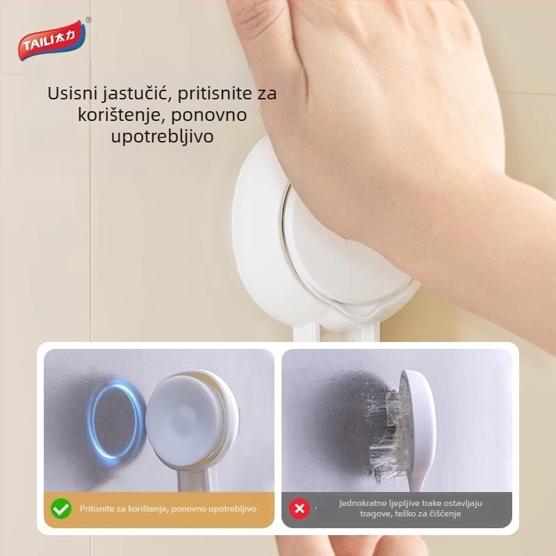 Držač papuča za kupaonicu s vakuumskim prianjanjem, bez bušenja, 1 etaža, nosivost 5 kg