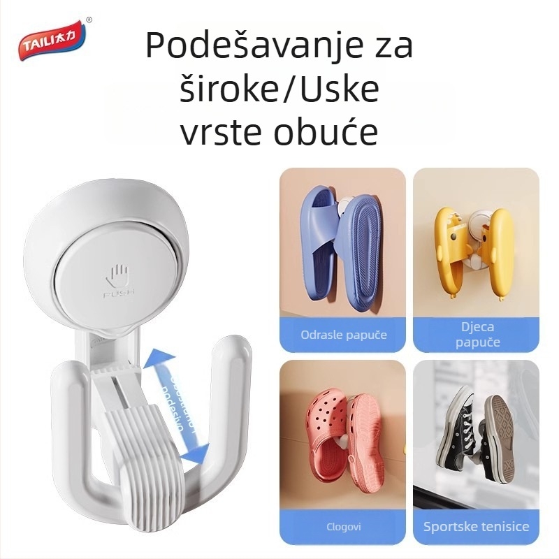 Držač papuča za kupaonicu s vakuumskim prianjanjem, bez bušenja, 1 etaža, nosivost 5 kg