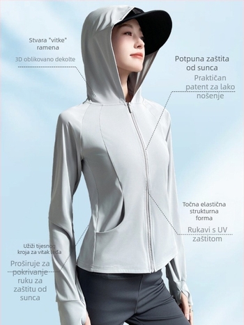 Unisex vanjska vjetrovka s kapuljom, UV zaštita UPF40+, lagani Ice Silk materijal, prozračna, pogodna za ljeto, proljeće i jesen