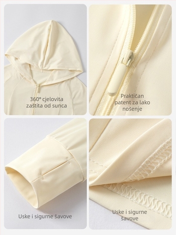 Unisex vanjska vjetrovka s kapuljom, UV zaštita UPF40+, lagani Ice Silk materijal, prozračna, pogodna za ljeto, proljeće i jesen