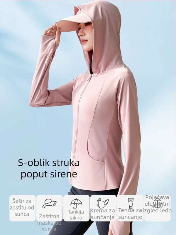 Unisex vanjska vjetrovka s kapuljom, UV zaštita UPF40+, lagani Ice Silk materijal, prozračna, pogodna za ljeto, proljeće i jesen