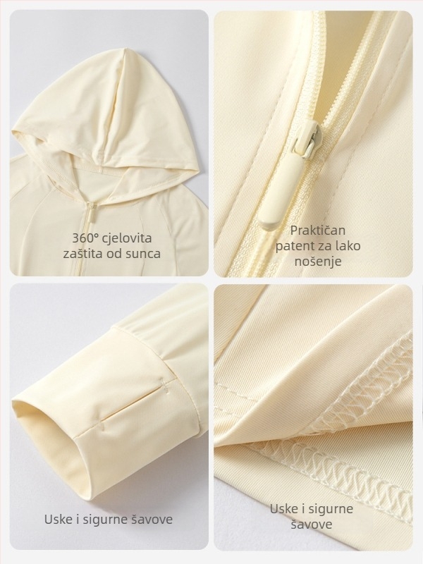Unisex vanjska vjetrovka s kapuljom, UV zaštita UPF40+, lagani Ice Silk materijal, prozračna, pogodna za ljeto, proljeće i jesen
