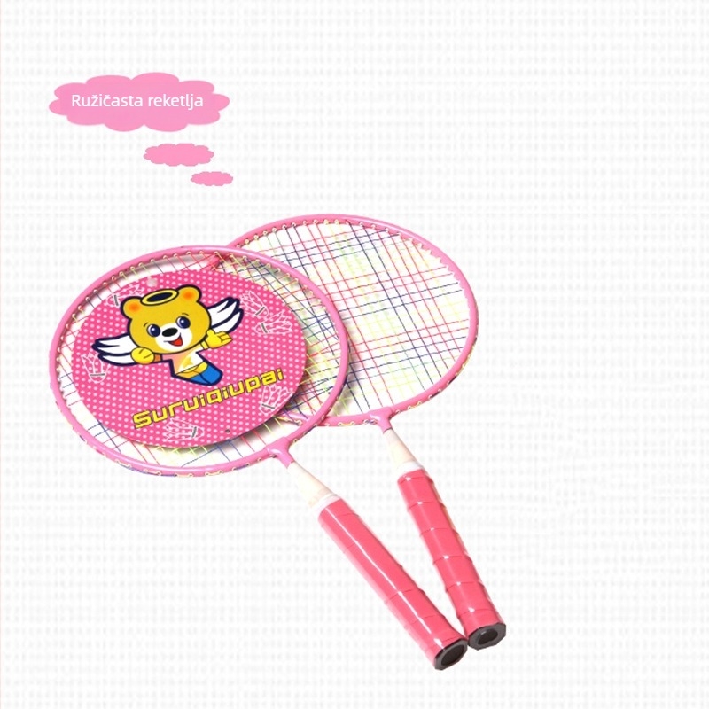 Dječja badminton raketa, okvir od ferro-legure, težina 85–89 g, debljina drške G3, za djecu 3–12 godina