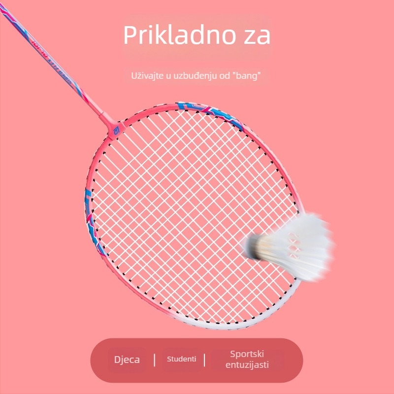 Dingli badminton reketa s okvirom od ferroaloj, nylon vlakna, neposredan udar, 95–100 g, drška G3
