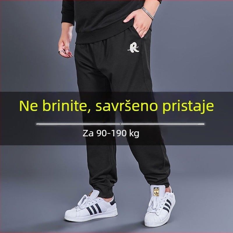 Muške jesenske trenirke hlače, labav kroj s manšetama, 70% pamuka, tkanina s ananas mrežom
