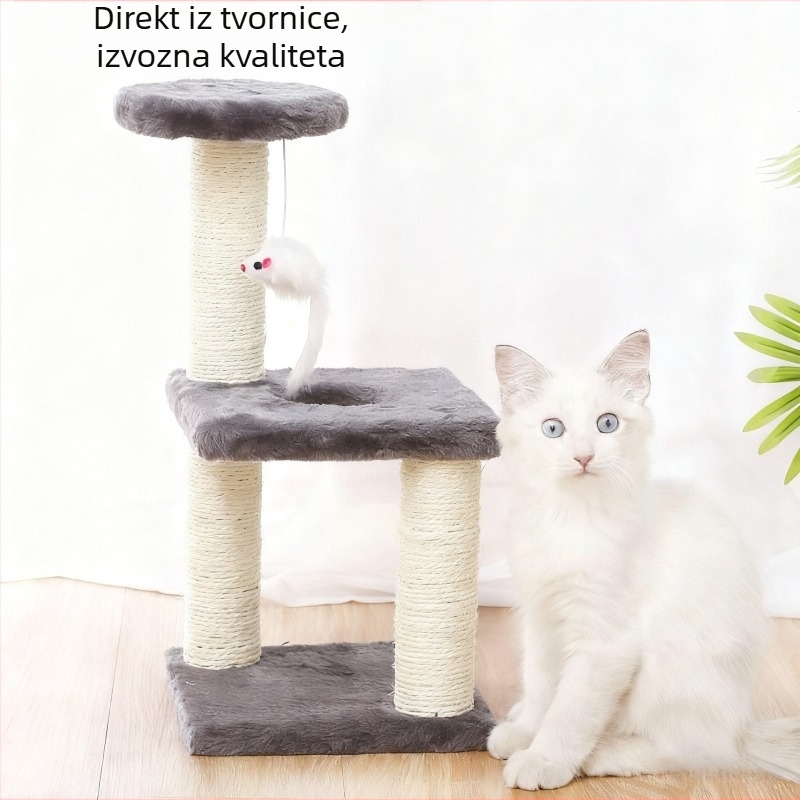 Dreveni mačji stablo sa sisal kolonom za grebanje i jednostavnom skakačkom platformom — Shengze