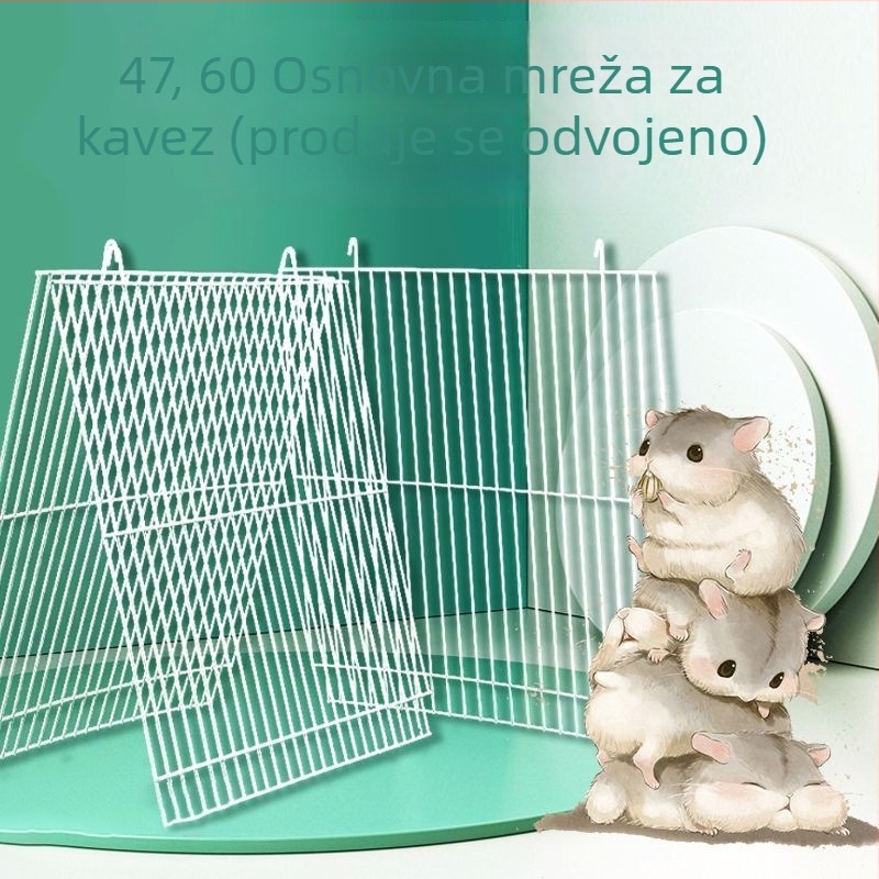 Mreža za kavezicu za hamstera – nehrđajući čelik, prijenosna, pravokutni oblik, marka Pet Royal House, za hrčka