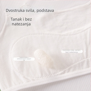 Sutien u stilu vestice za predpubertetne djevojčice (uzrast 9–13), puna cupa, cupa bez oblikovanja, glavni materijal najlon s završetkom Ice Silk, podstava od Mulberry svile, fiksni kaiševi, prozračan i upija vlagu.