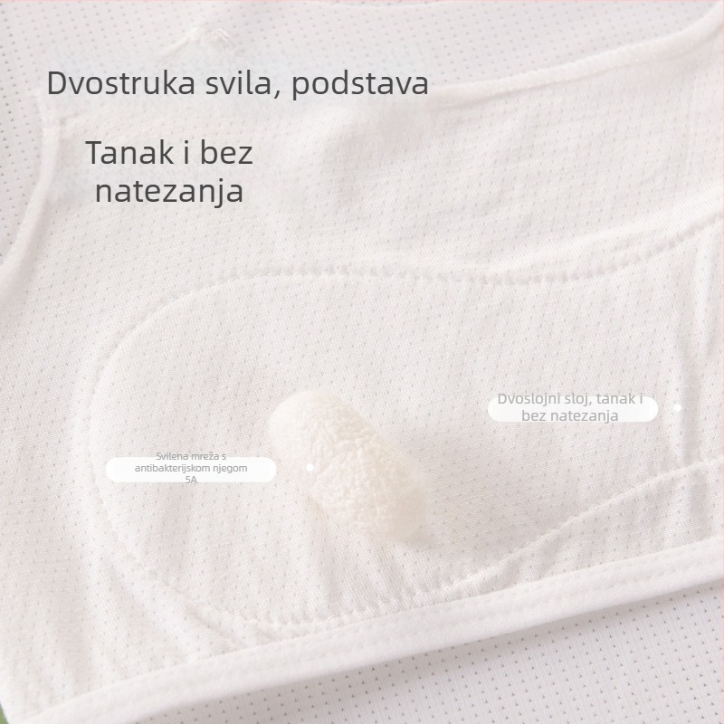 Sutien u stilu vestice za predpubertetne djevojčice (uzrast 9–13), puna cupa, cupa bez oblikovanja, glavni materijal najlon s završetkom Ice Silk, podstava od Mulberry svile, fiksni kaiševi, prozračan i upija vlagu.