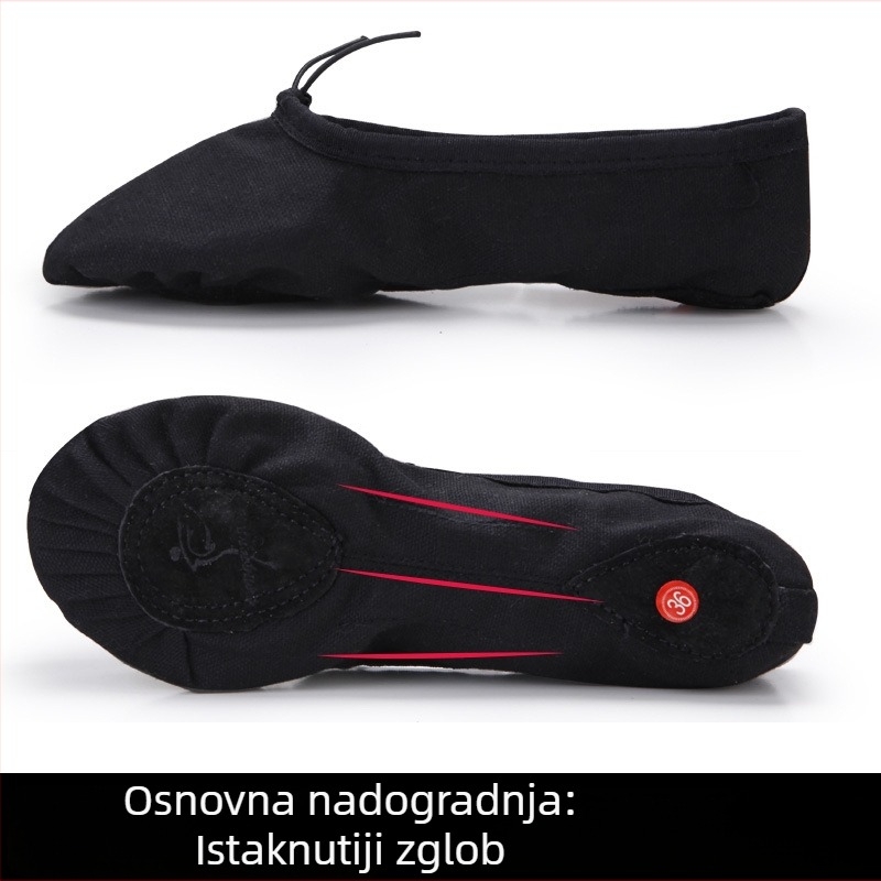 Dječje platnene baletanke s kožnom potplatom, unisex, za balet, moderni ples, latino ples