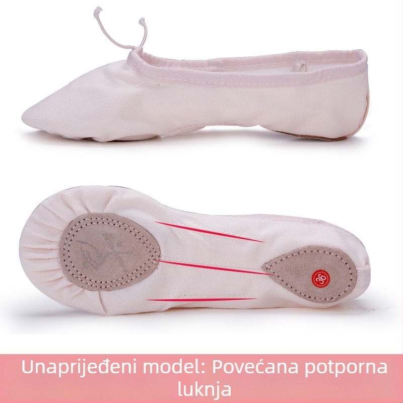 Dječje platnene baletanke s kožnom potplatom, unisex, za balet, moderni ples, latino ples
