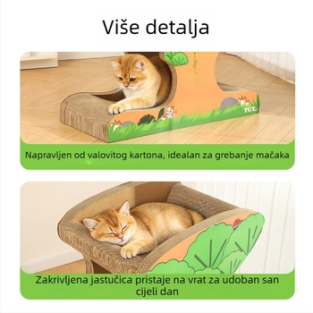 Mačje gnijezdo s daskom za grebanje od kartona, izdržljivo za sve sezone, crtani stil, model 25T0260M/25T0261M, kutija nasumična