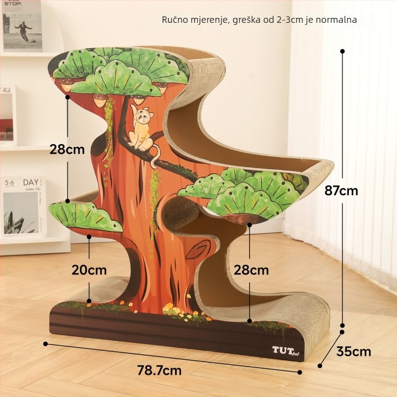 Mačje gnijezdo s daskom za grebanje od kartona, izdržljivo za sve sezone, crtani stil, model 25T0260M/25T0261M, kutija nasumična
