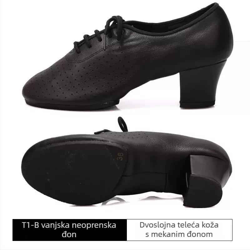 Betty ženske latino plesne cipele, odrasle, s debelim petom, mekane podom, cipele za vježbanje, moderan učiteljski stil, ballroom ples