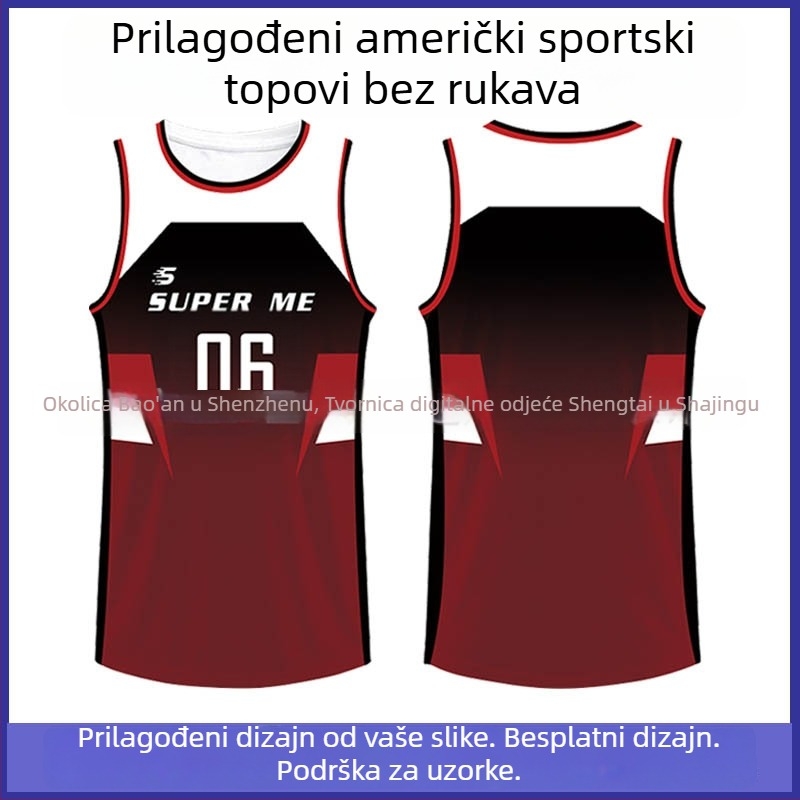 Sportski prsluk bez rukava s digitalnim ispisom, 100% poliester