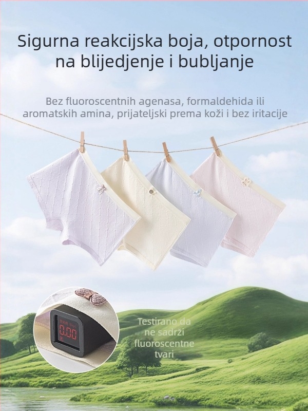 Djevojčice gaćice od pamuka, antibakterijske, 95% pamuk, 5% elastan, šivanje 4 igle i 6 vlakana, podstava 100% pamuk