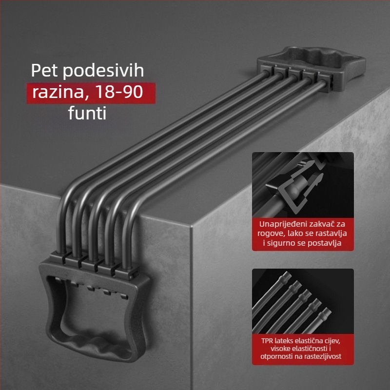 Trener otpora s pet cijevi za vježbanje ruku, ramena i prsnih mišića – ABS materijal, uže za otpor, za odrasle
